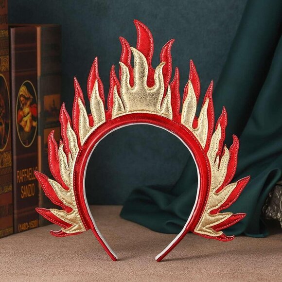 Red Fire Flame Headband Costume Hair Accessory for Women Girls Festival Fun main image 7
